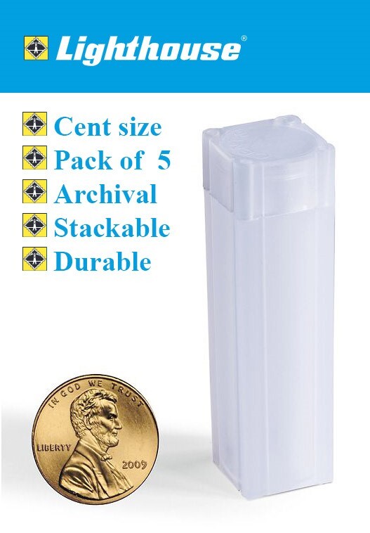 Square Coin Tubes Cent Penny Size 5 Tubes Stackable Safe Long Term Lighthouse
