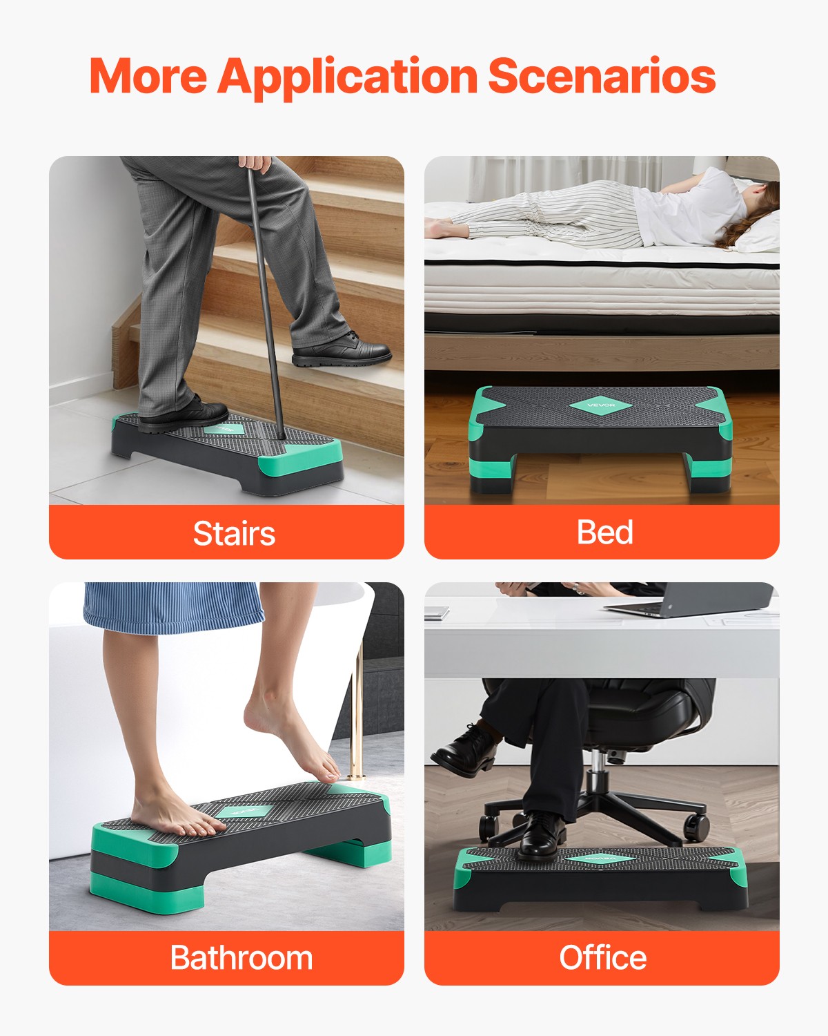 VEVOR Aerobic Exercise Step Platform Height Adjustable Workout Stepper 4 Riser