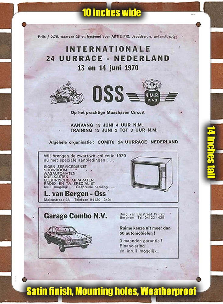 Metal Sign - 1970 Oss Racing Program - 10x14 inches