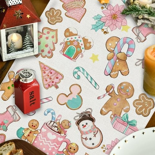 Gingerbread Table Runner Christmas Table Runner Gingerbread 13"x72" Pink