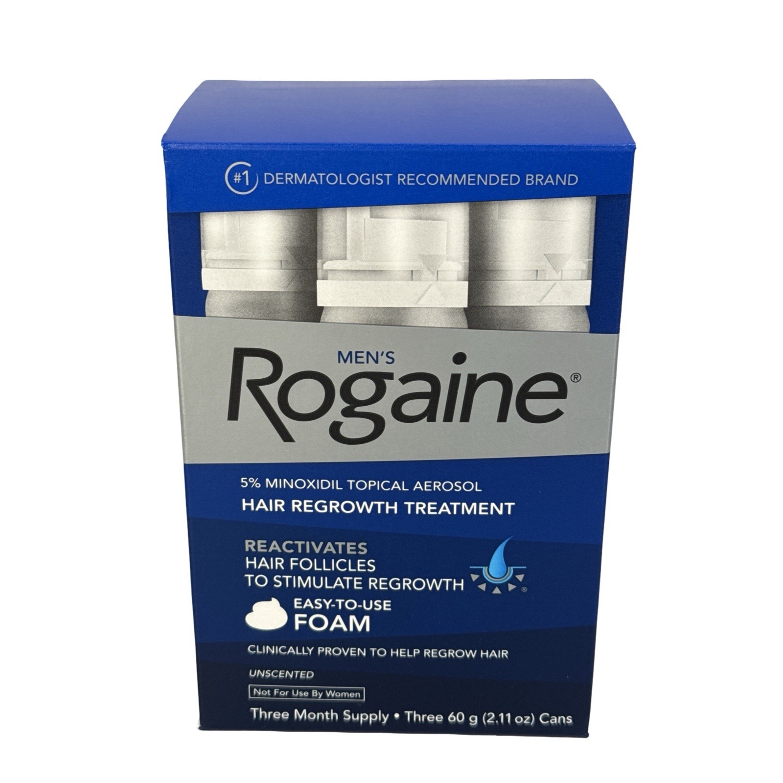 Rogaine Men’s 5% Minoxidil Foam Hair Regrowth Treatment, 3x2.11 oz, Exp 09/2027