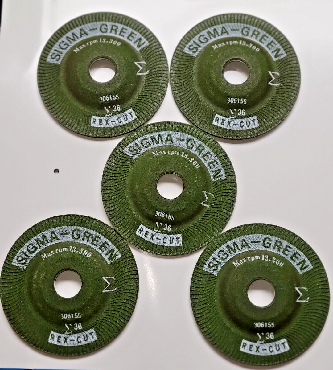 Sigma Green Part # 730000 Grinding Wheel,4-1/2 X 7/8",36 Grit PACK OF 5