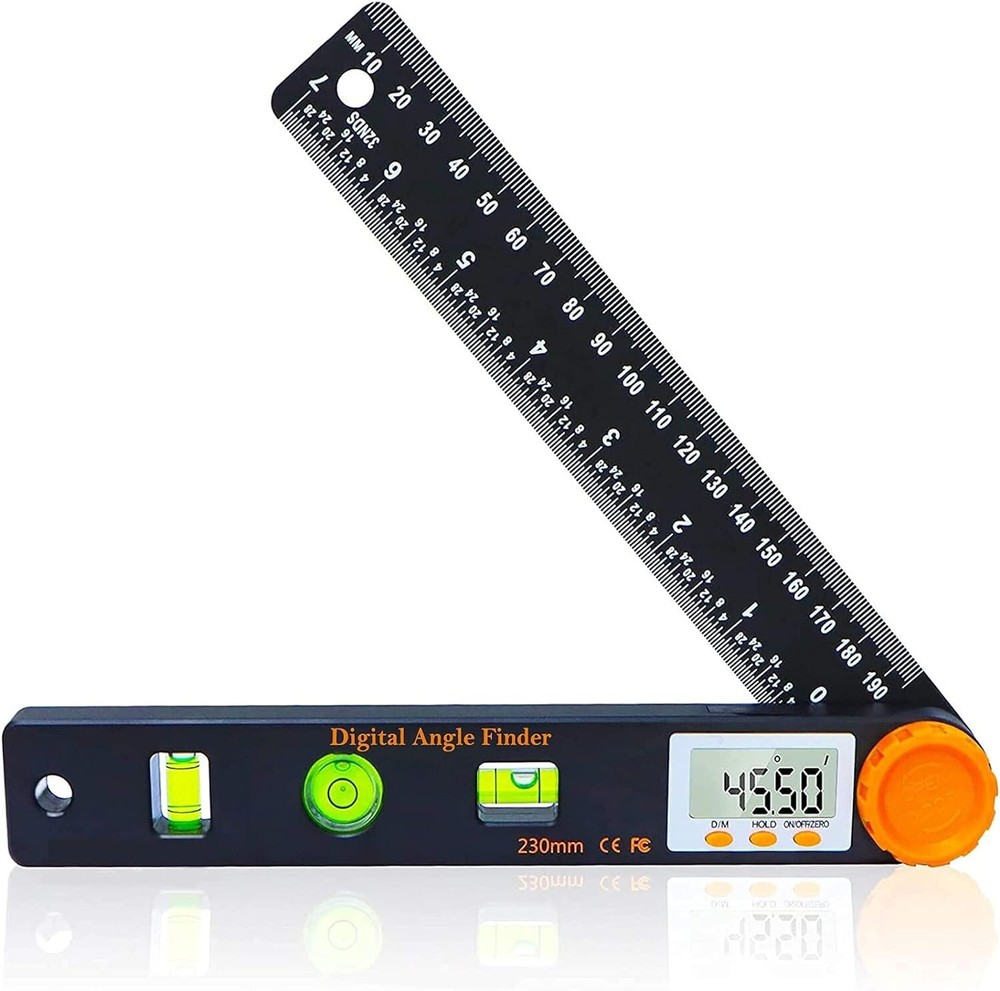 7" Digital Angle Finder 4-in-1 Protractor LCD Angle Gauge Tool Measuring Ruler