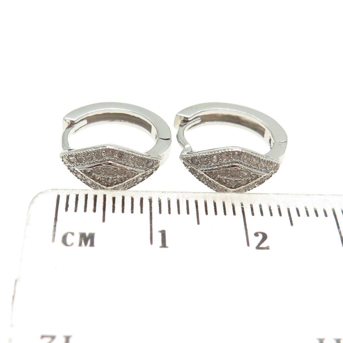 925 Sterling Silver Round-Cut C Z Diamond-Shape Hoop Earrings