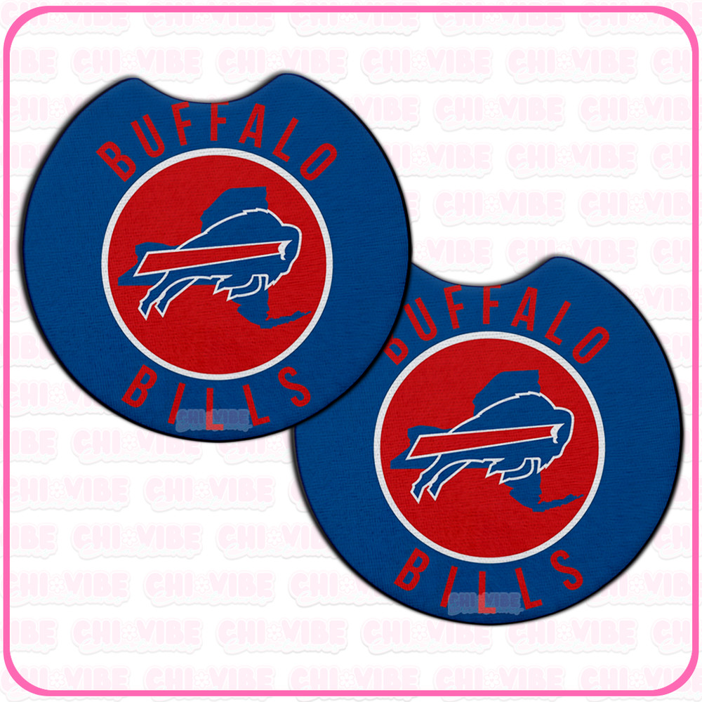 Buffalo Bills Car Coasters 2pc Set Custom Handmade Cup Holder Inserts
