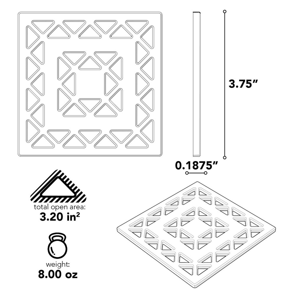 Ebbe E4802PC 4" Unique Grate Lattice Polished