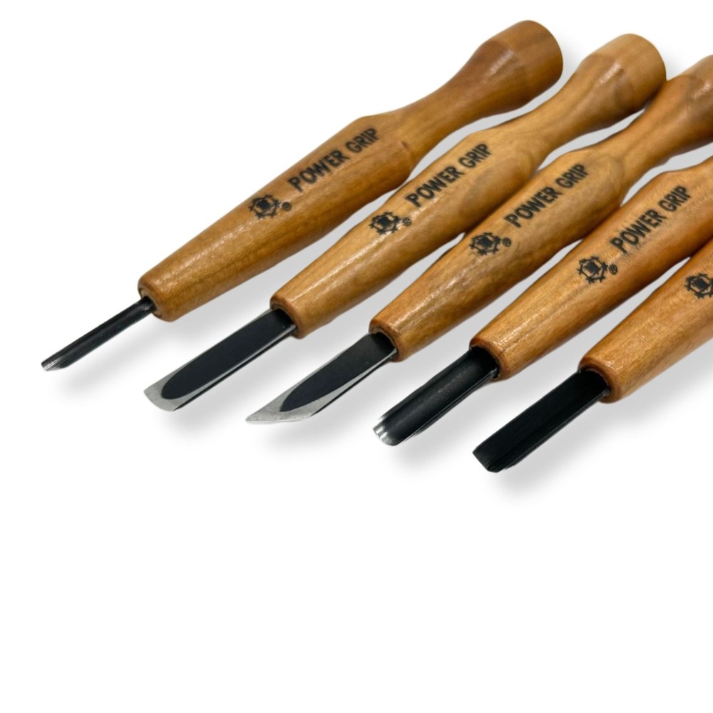 Mikisyo POWER GRIP Wood Carving Chisels & Gouges, 5 pieces Set, Made in Japan