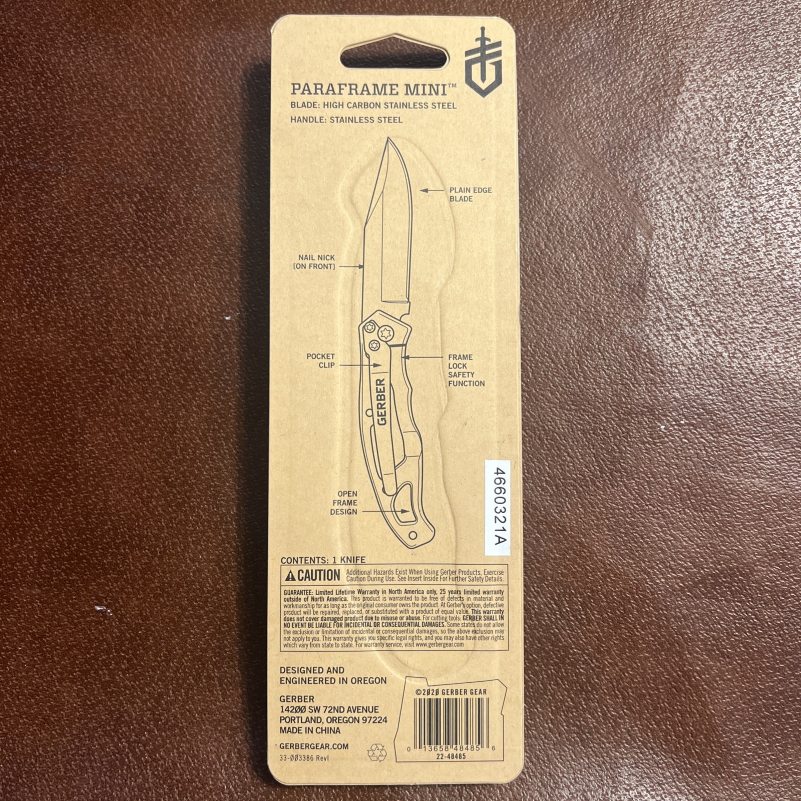 Gerber PARAFRAME MINI - Silver Stainless Steel Clip Folding Knife