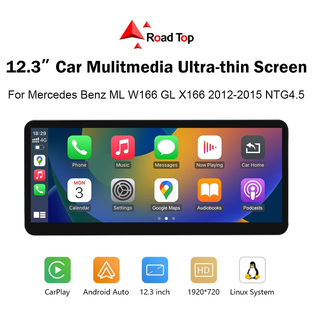 For Benz ML W166 GL X166 NTG4.x 12.3' Wireless CarPlay Multimedia TouchScreen