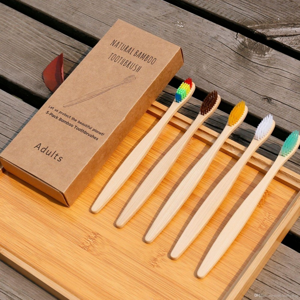 Bamboo Toothbrush 5 pack Natural Biodegradable