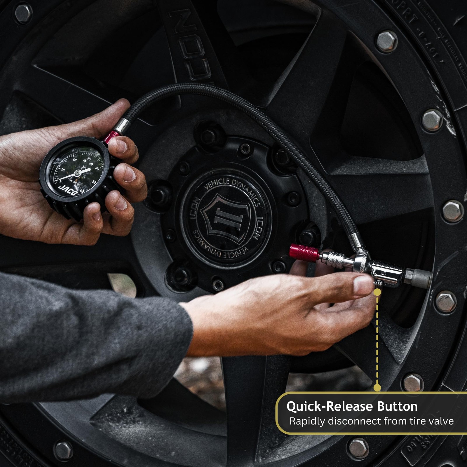 JACO Lightning RX4 Tire Deflator with Gauge | Rapid Quick-Connect Off Road...