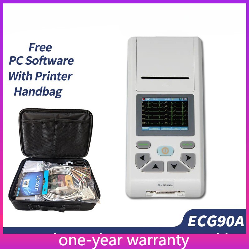 12-lead ECG/EKG Machine with Touch Screen, Printer, PC Software and Handbag