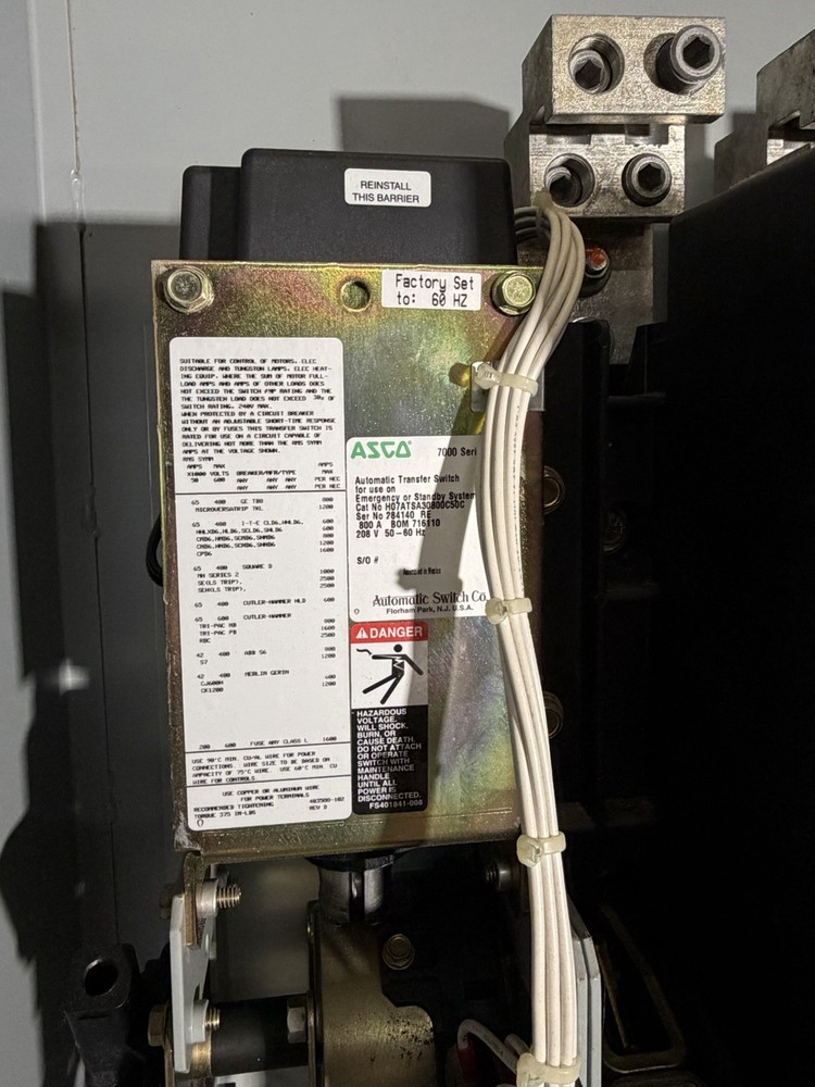 ASCO 7000 Series Automatic Transfer Switch HO7ATSA30800C50C