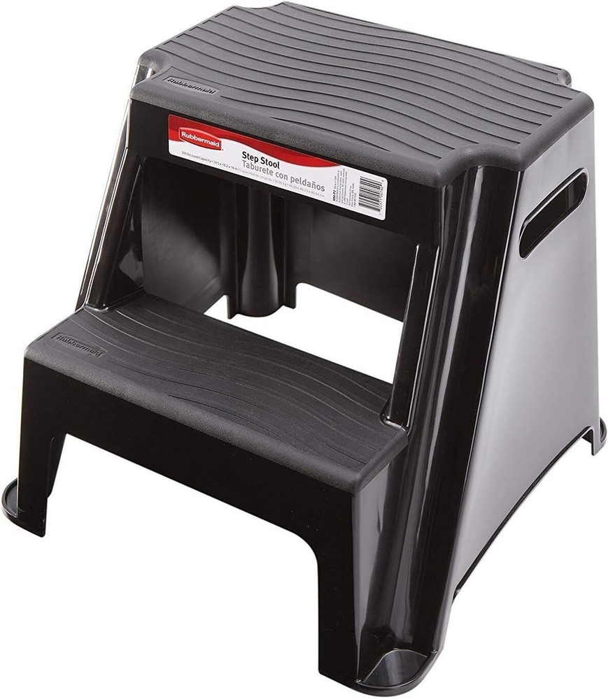2-Step Molded Plastic Step Stool with Non-Slip Step Treads Lightweight Garage