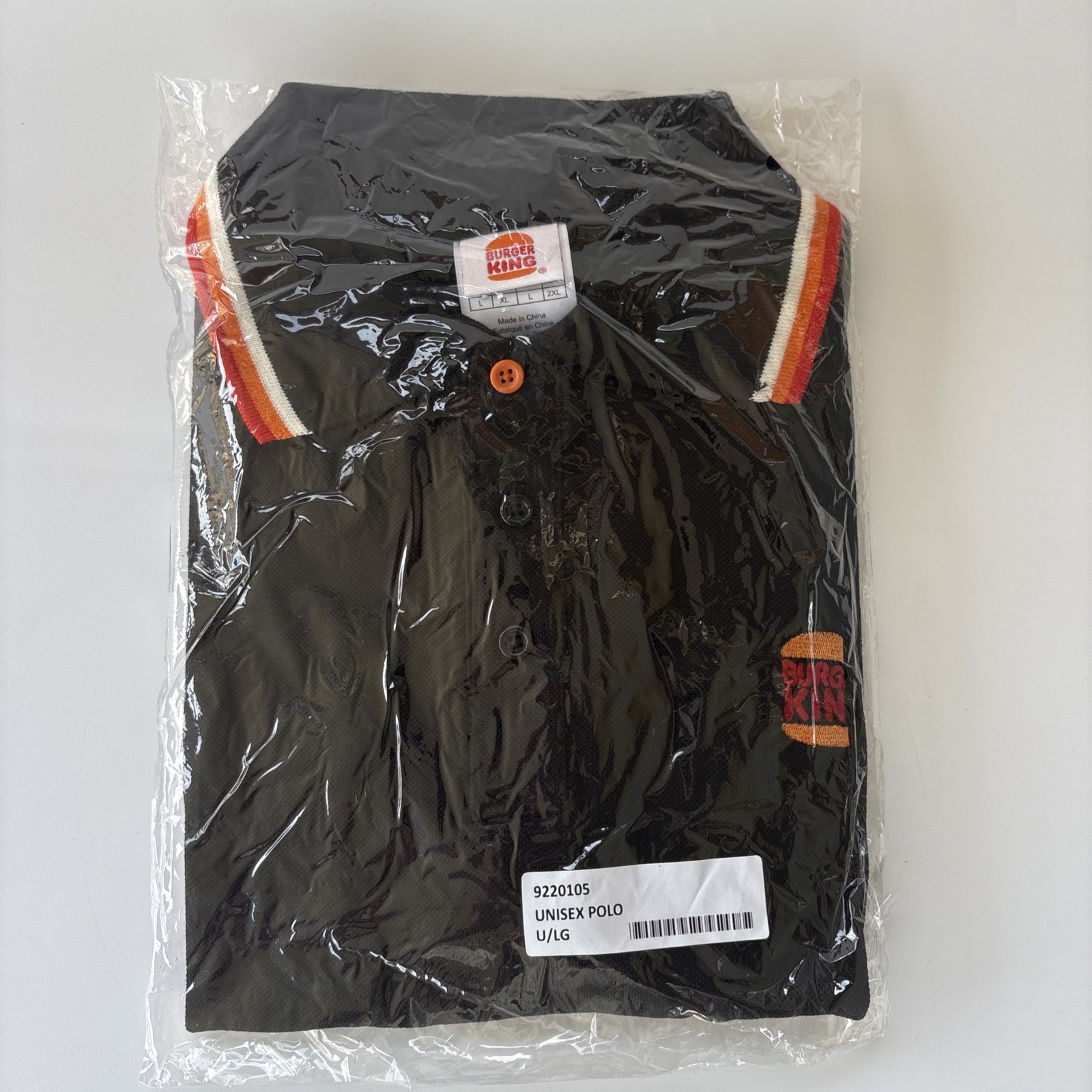 NEW Burger King Black Large Unisex Polo Shirt