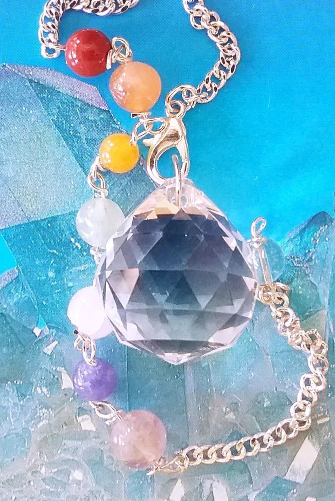 Crystal Dowsing Pendulum, LARGE DIAMOND CUT CRYSTAL QUARTZ DOWSING PENDULUM