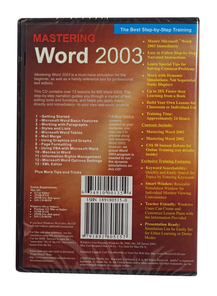 Mastering Word 2003 Training CD cheap easy way learn basics before you upgrade