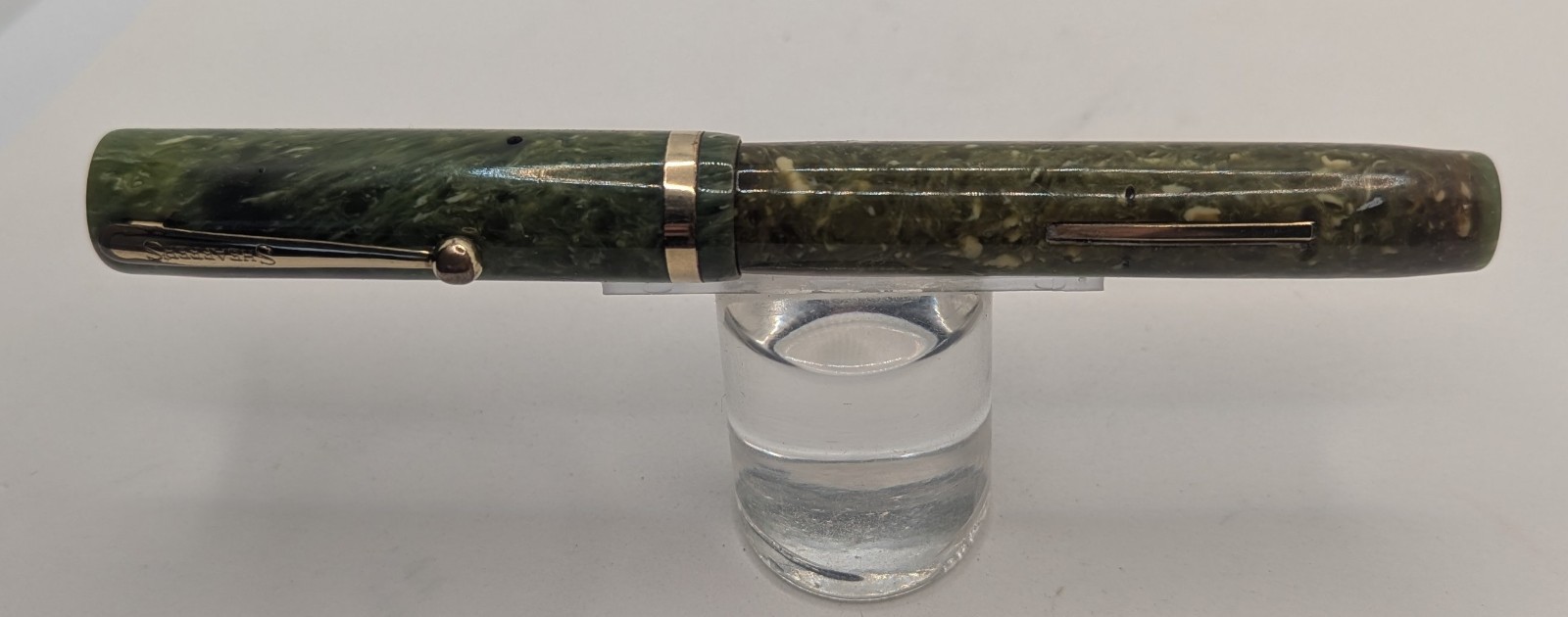 1920's Sheaffer Jade Green Senior Flattop Fountain Pen Large 14K Lifetime Nib