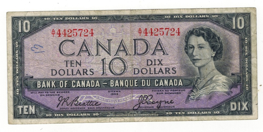 1954 Canada Ten Dollar Bill