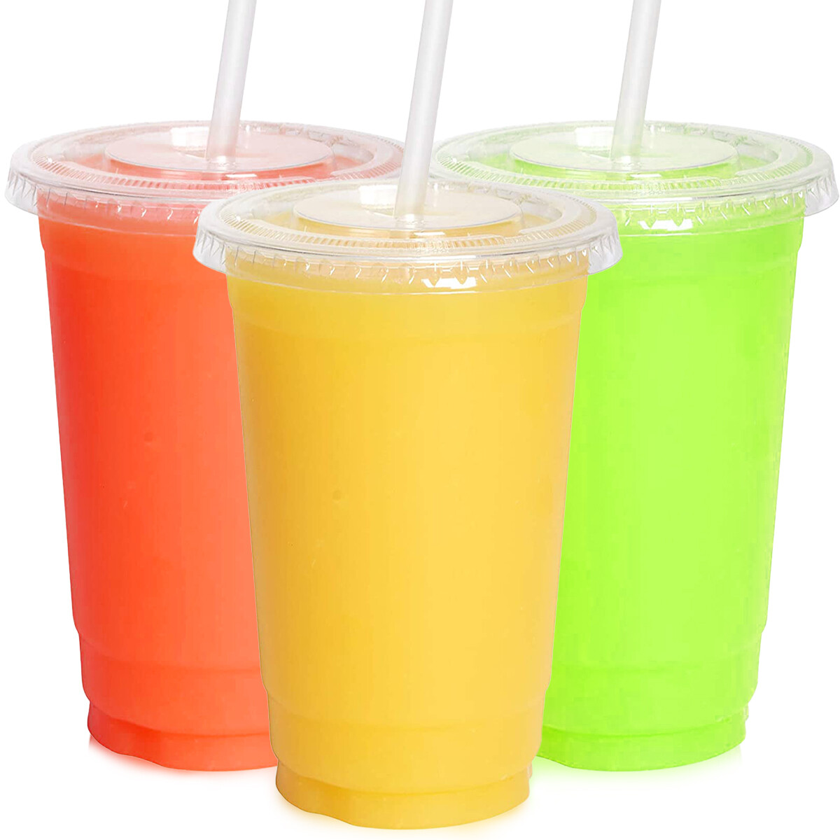PET Clear Plastic Cups With Lids and Straws For Cold Drinks at Parties