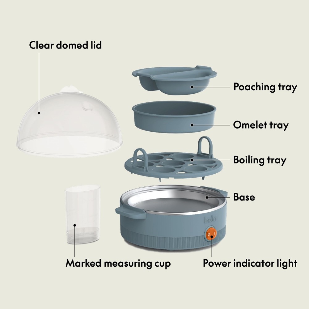 Electric Egg Cooker set 7 Eggs Surf Blue Steamer kitchen tool