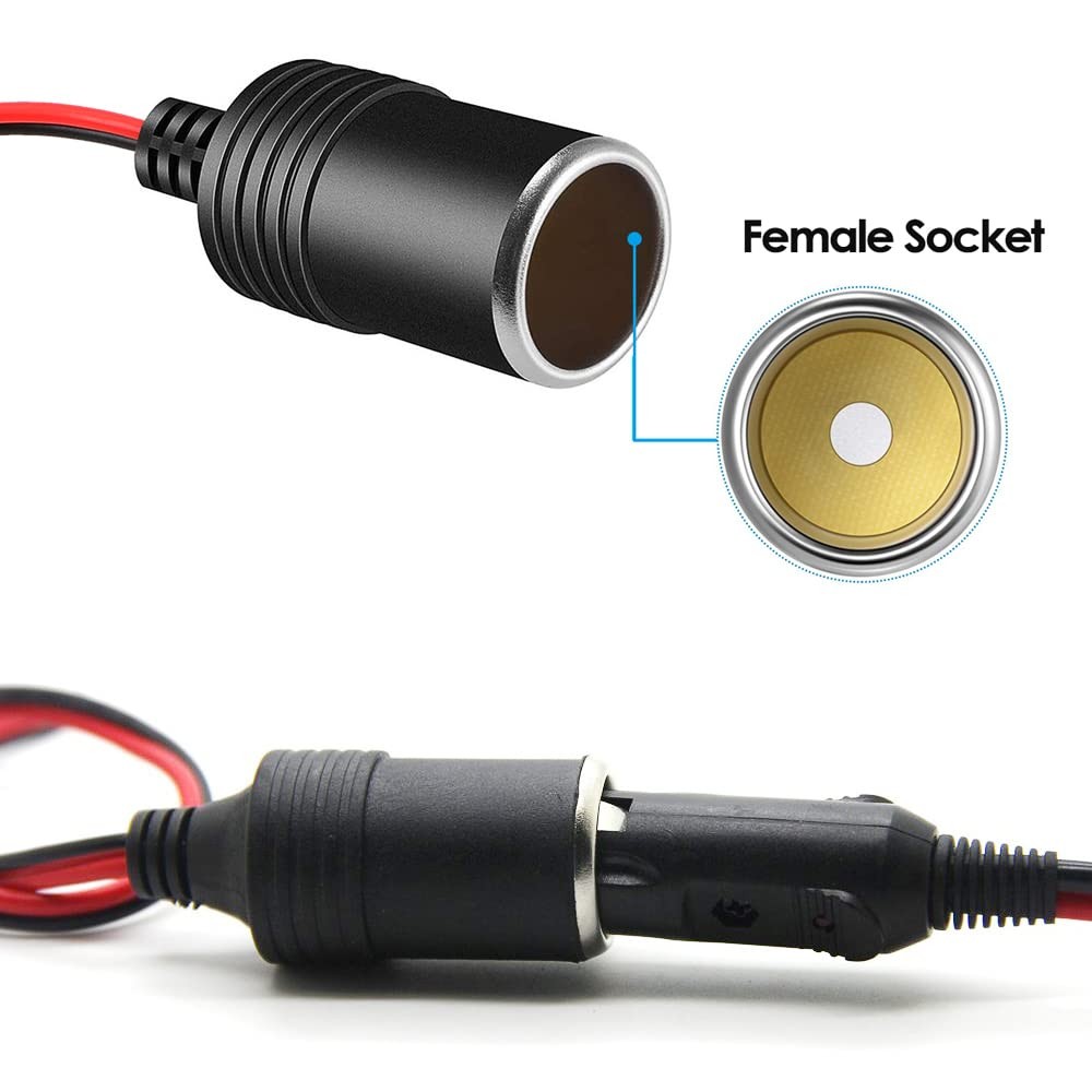 PLUSPOE Car Cigarette Lighter Female Socket Cable Plug Adapter for DC 12V /...