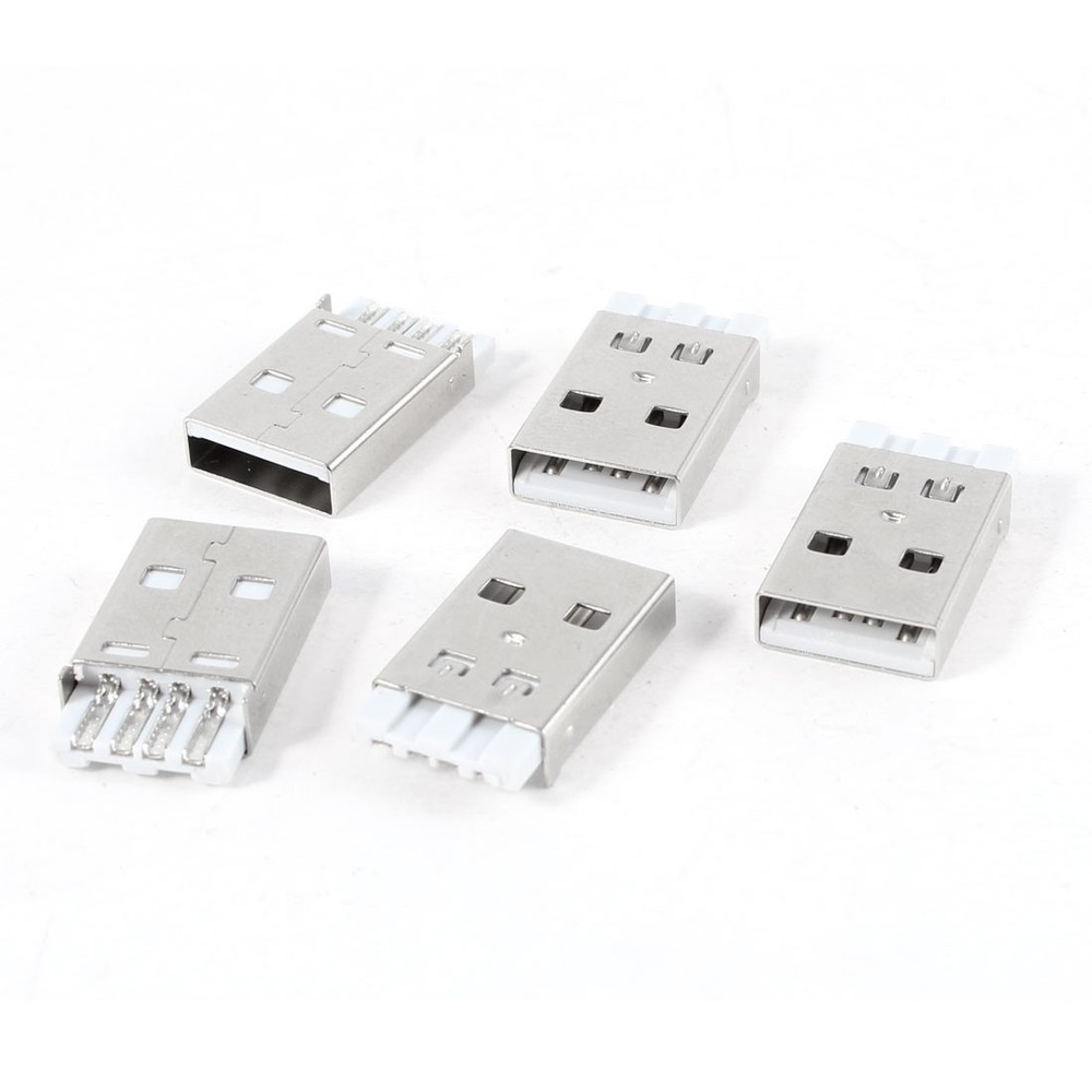 5pcs USB 2.0 A Male Type PCB Connector Socket Mount Jack