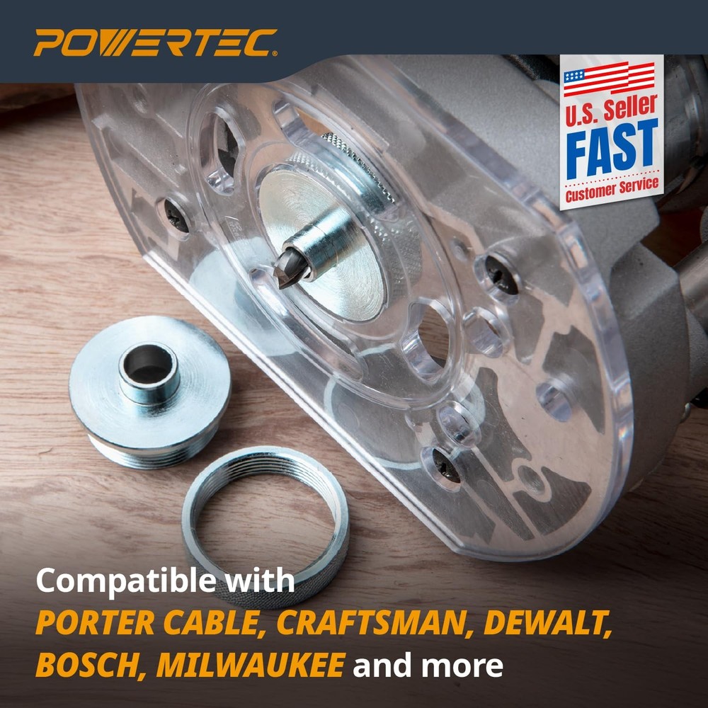 POWERTEC 72092 Solid Router Template Bushing Guides and Centering Pin