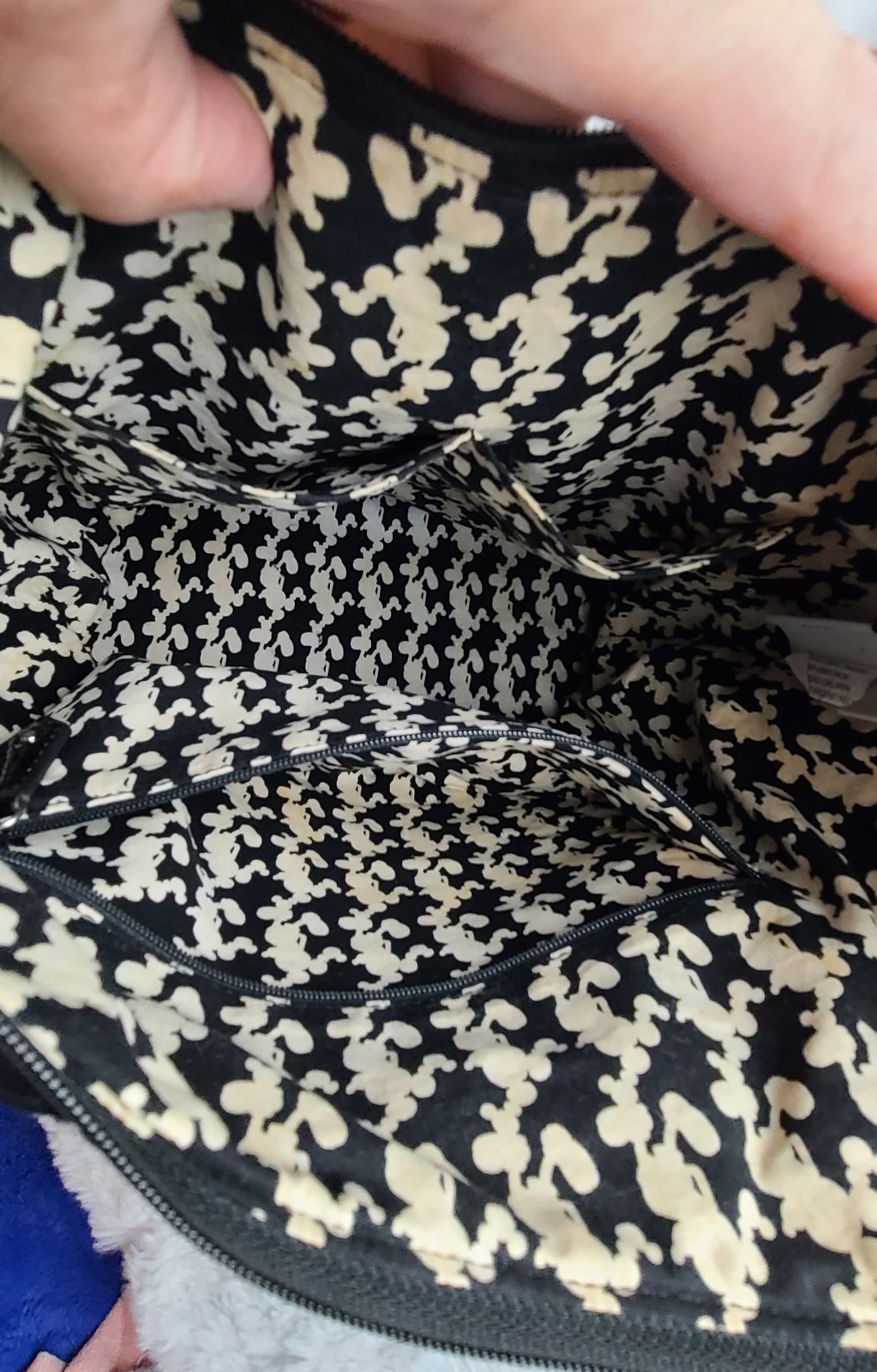 Vera Bradley Disneys Mickey Mouse Black Quilted Bucket Bag/Tote, Retired