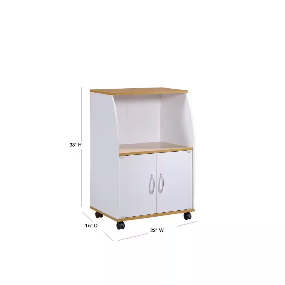 White Microwave Cart with Storage