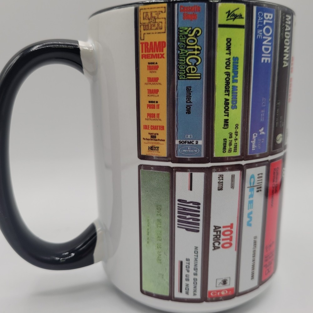80's Various Artists Retro Albums Collection 15oz Accent Mug NEW