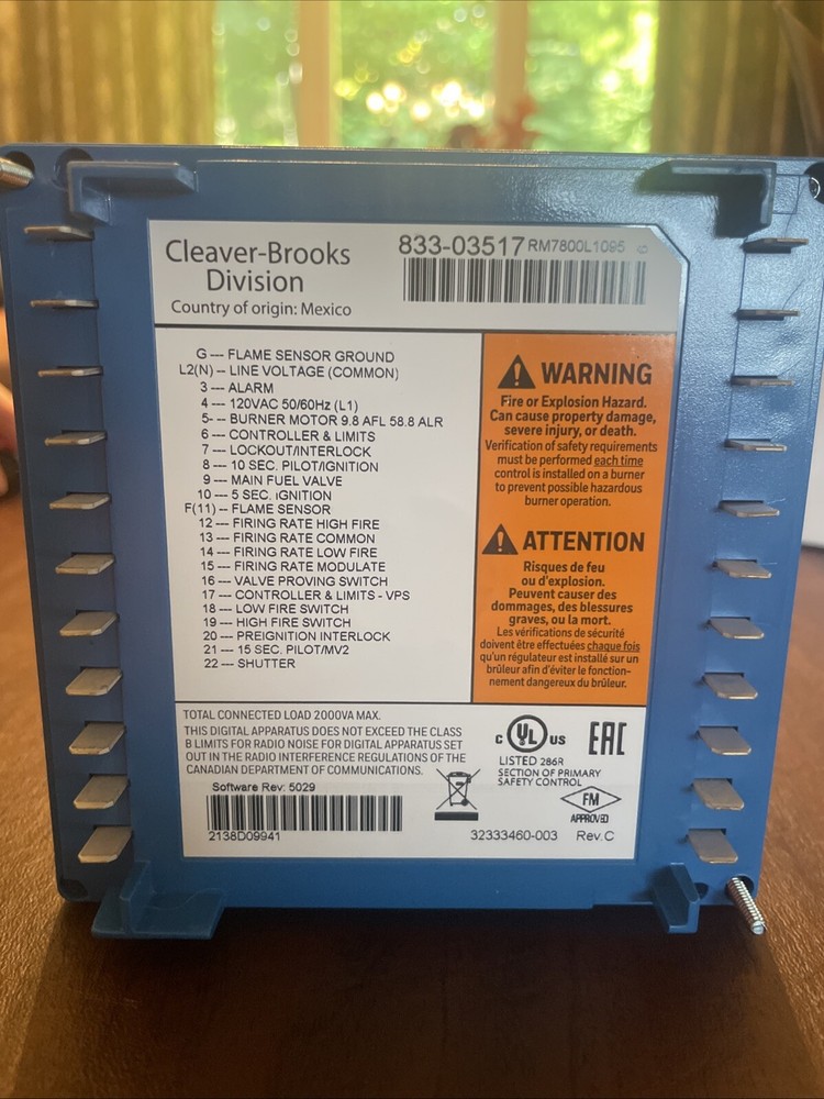 CLEAVER BROOKS 833-03517 AUTOMATIC PROGRAMMING CONTROL