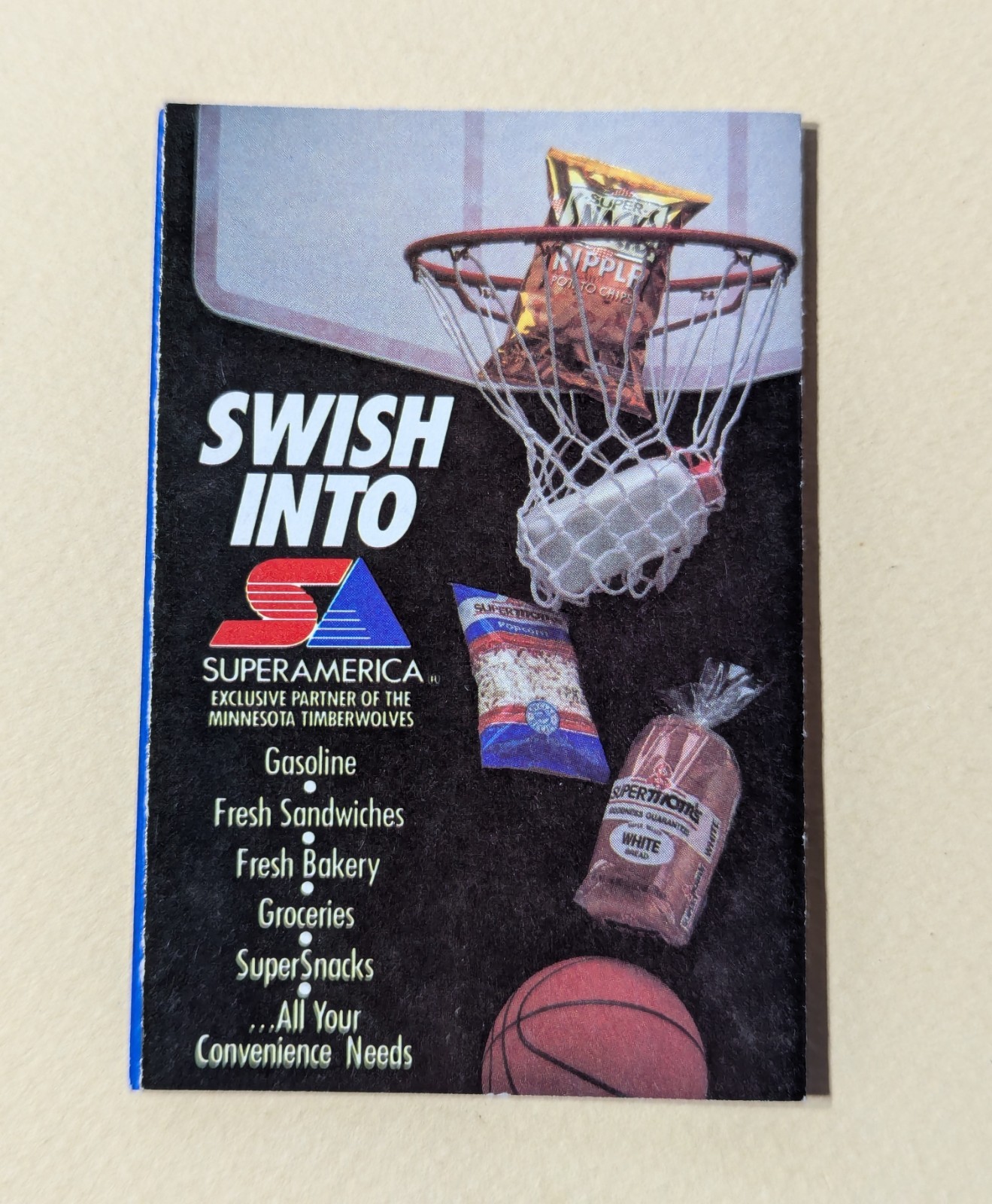 1989-90 Minnesota Timberwolves Basketball Pocket Schedule NBA SuperAmerica 🏀🏀