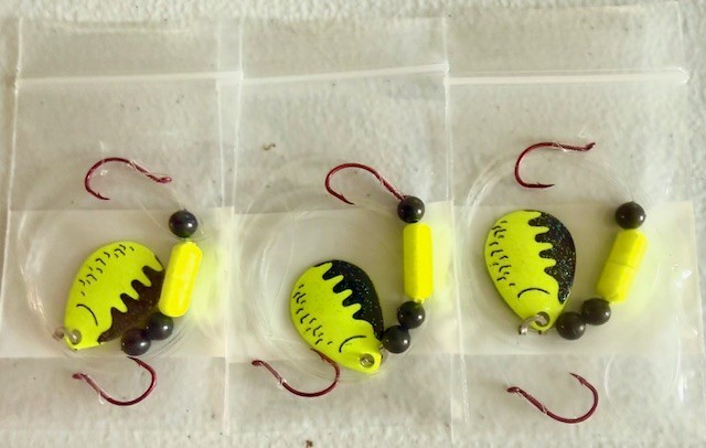 SUZIES SPINNERS-Walleye Crawler Harness 30 Pack 2 Hook Floater #3 Colorado Blade