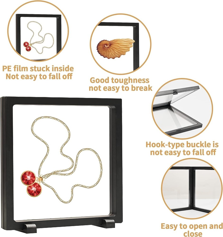 2 Pcs 7x7 inch Large Display Case for AA Medallion, Picture, 3D Floating Frame