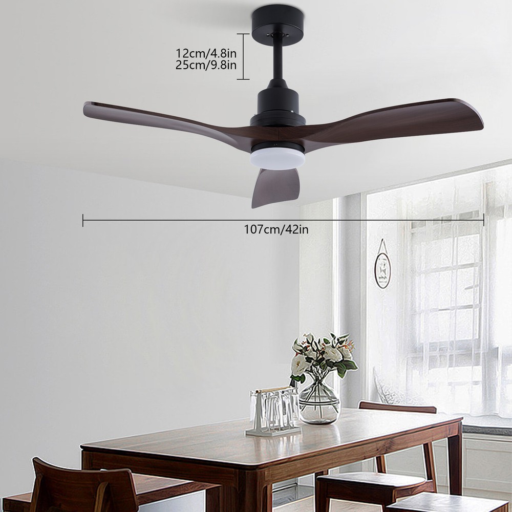 42" Flush Mount Indoor Ceiling Fan Light with Remote Control & AAA Batteries