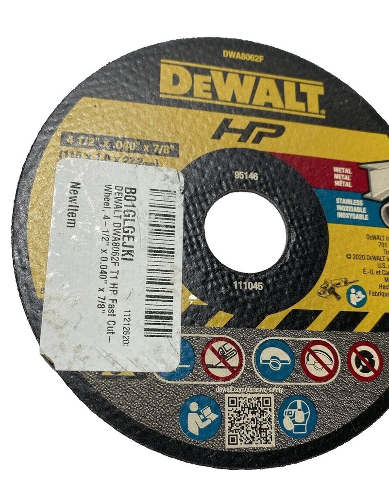 DeWalt 4.5" Fast Cut-Off Wheel Power Tool Accessory, New