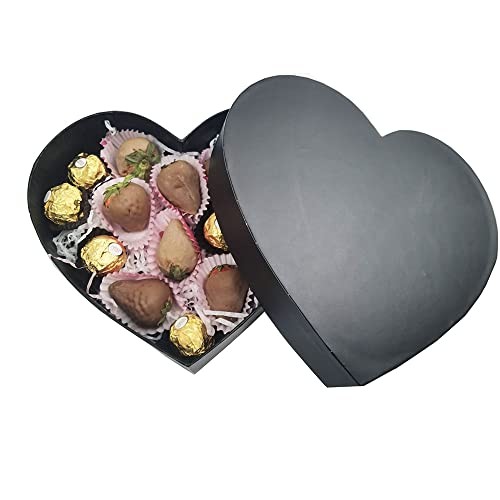 Empty Heart Shaped Gift Box Strawberry Packaging () Black