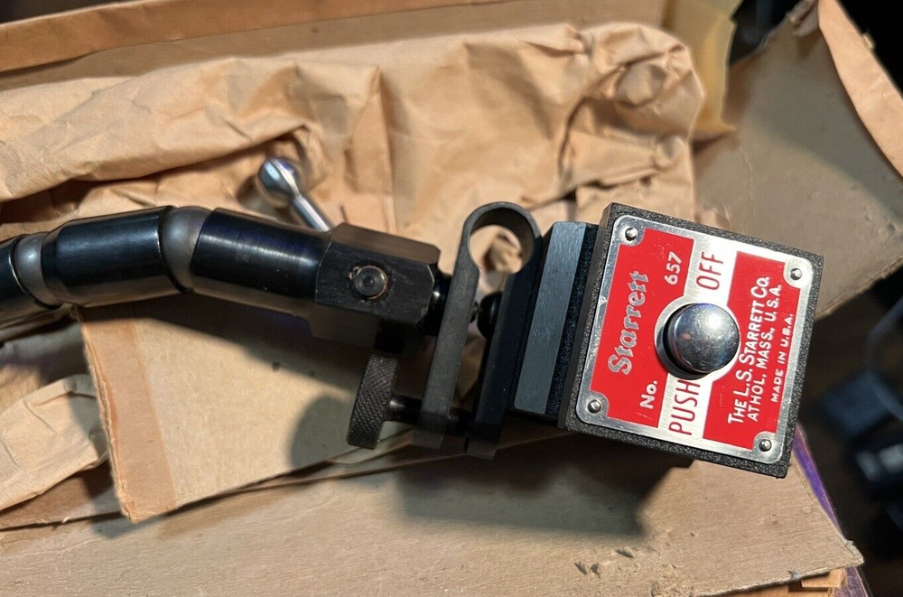 Starrett 657TW Magnetic Base with Flex-O-Post Fine Adjustment Indicator Holder