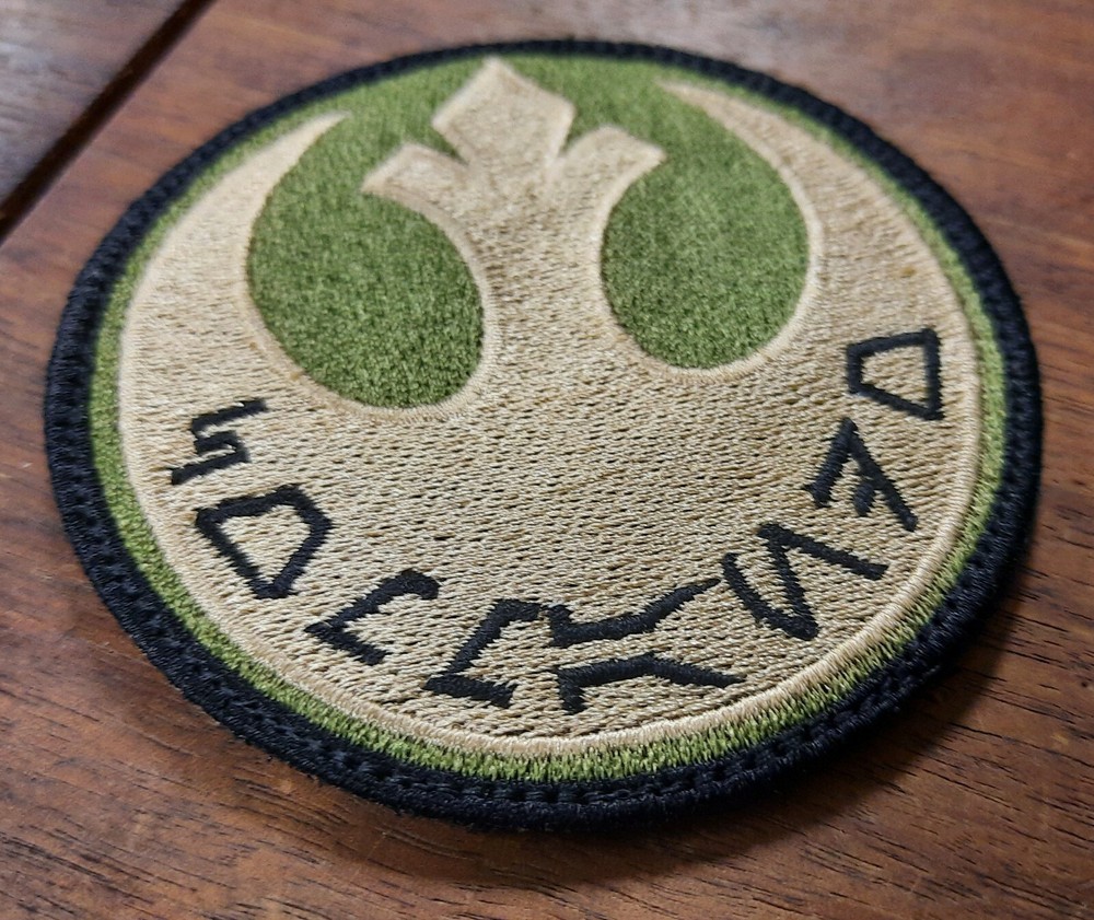 Star Wars Rebel Alliance Commando Emblem Shoulder Patch Tan Green Aurebesh