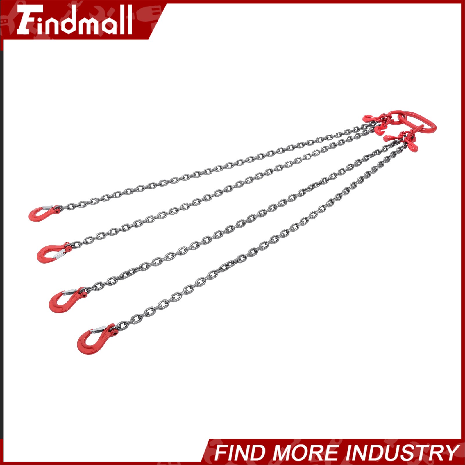 Findmall Chain Sling 5/16In × 5FT G80 11000Lbs 4 Legs Lifting Chain W/Adjusters