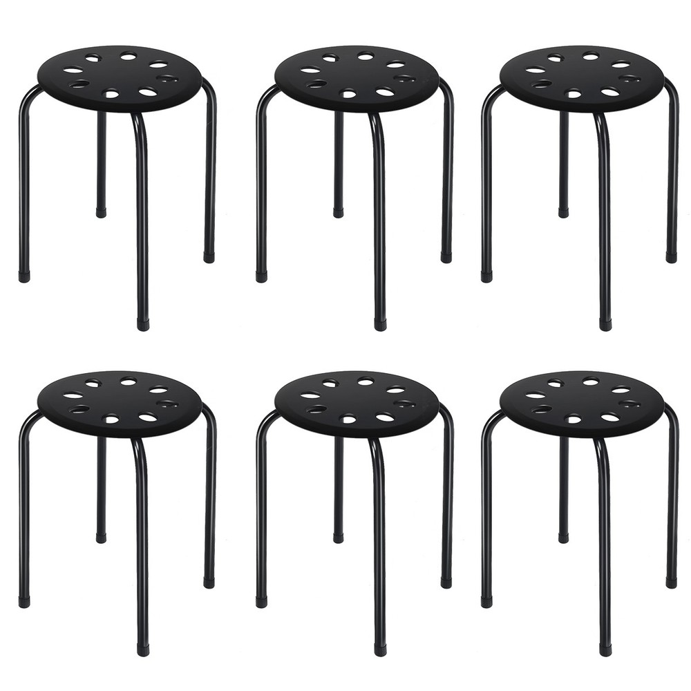 Set of 6 Portable Plastic Stack Stools 17.5" Height Backless Classroom Seating