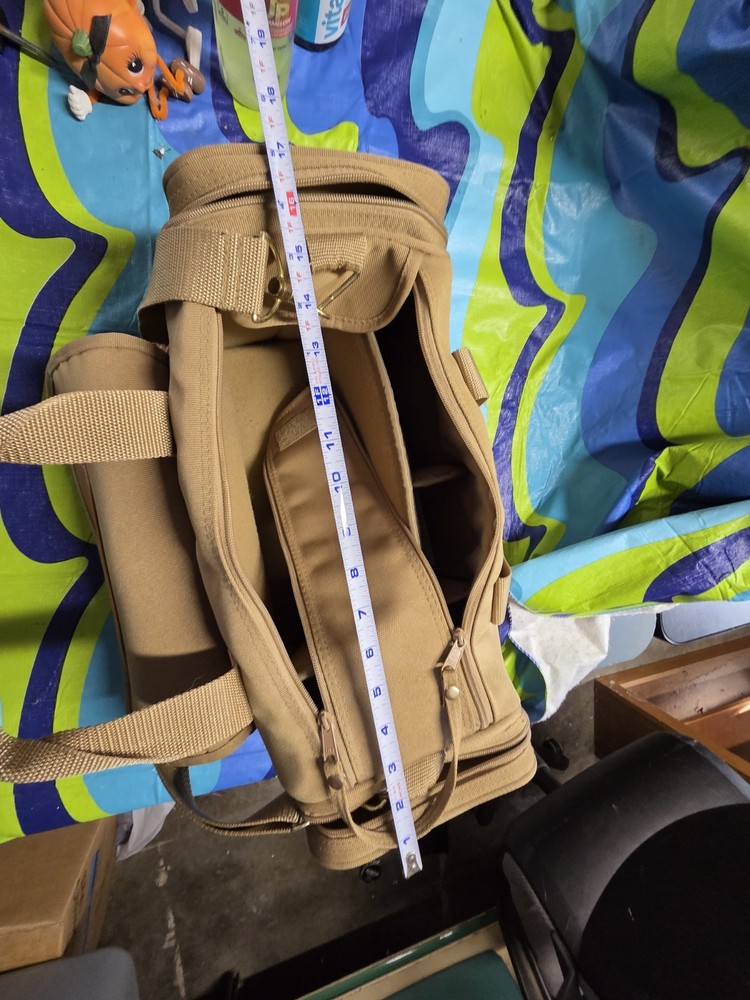 VTG MacGregor Padded Canvas Camera Bag Case - Tan Shoulder Strap Adj Compartment