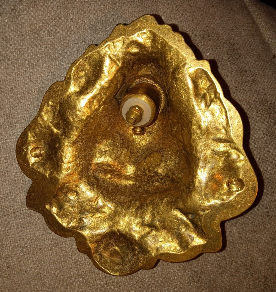 Solid Bright Brass Lion Head Push Button Doorbell w/ address / name Plate