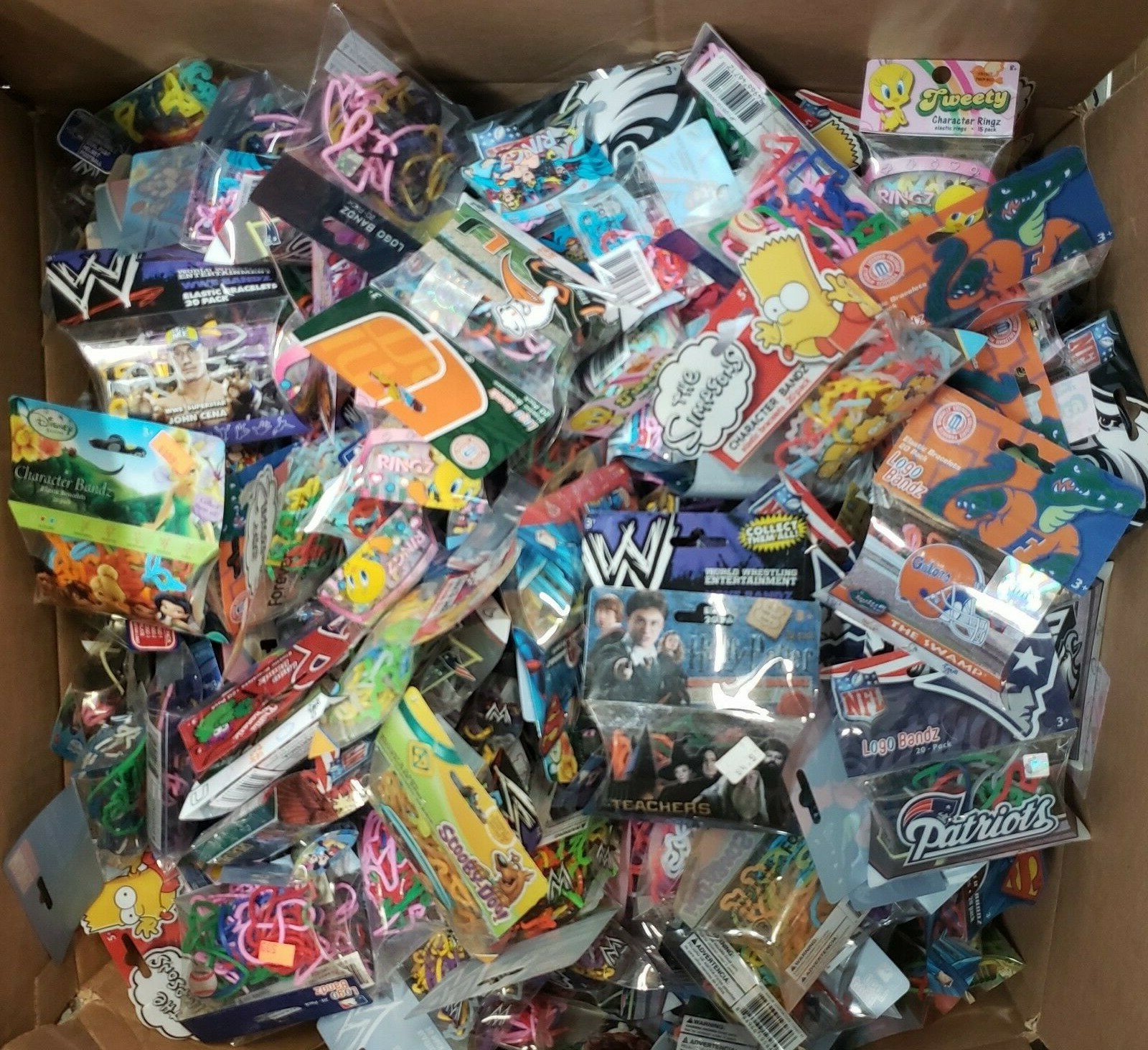 220 ASST. LIC'D CHARACTER RING & SPORT/WRESTL. SILLY BANDZ $70+ RETAIL NIP 13PKS