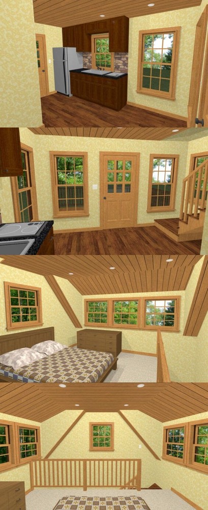 14x14 Tiny House -- 343 sq ft -- PDF FloorPlan -- Model 3A