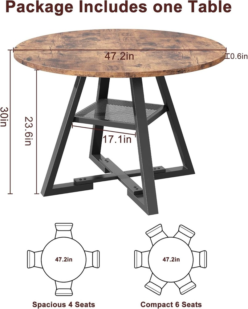 Round Dining Table 47 Inch Pedestal Wood Table