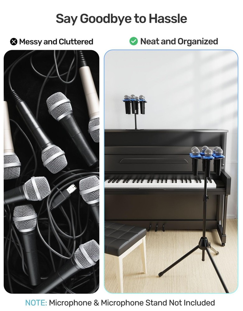 2025 Upgrade Multi Microphone Holder for Mic Stand Circular Microphone Stor...