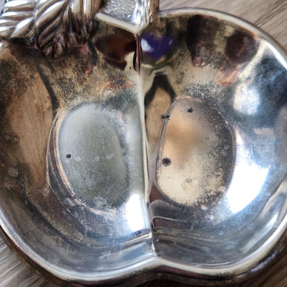 Vtg Silverplate Apple Serving Dish Candy Nut Bowl Silver Plated Metalware 6.25"