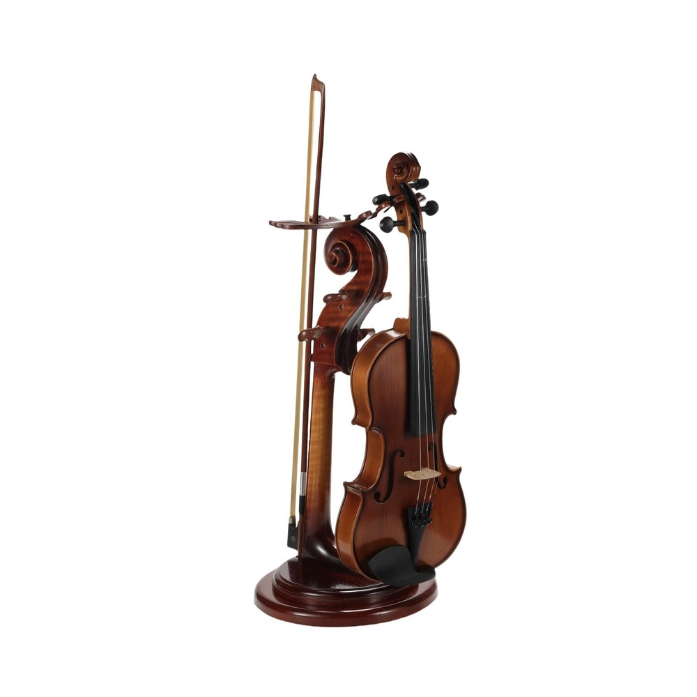 Solid Wood Violin Stand with Bow Holder - No Assembly Needed, Heavy-Duty 4/4 ...